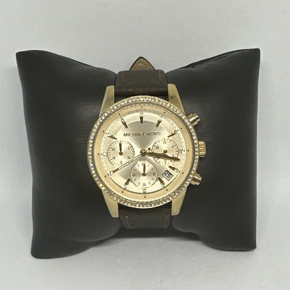 Michael Kors Ritz MK6328 Women's Brown Leather Analog Dial Quartz Watch HME649